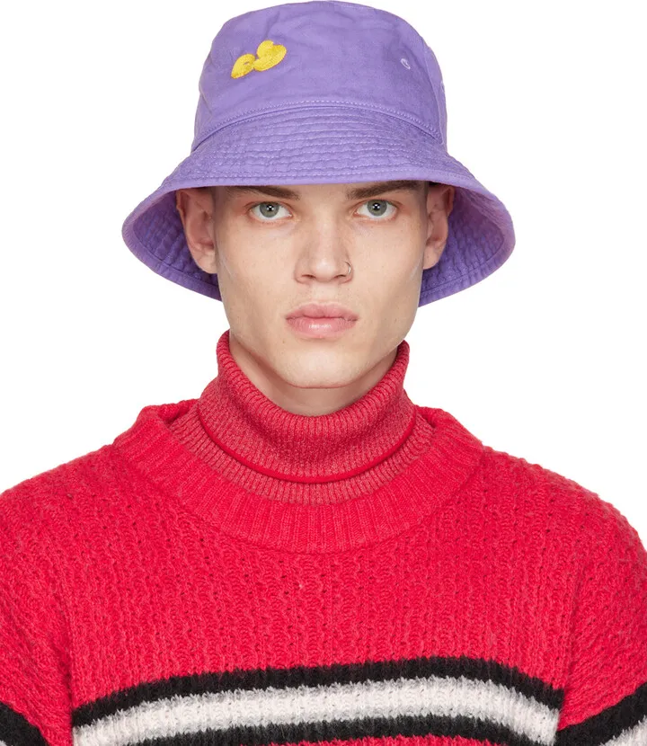 Acne Studios Purple Embroidered Bucket Hat