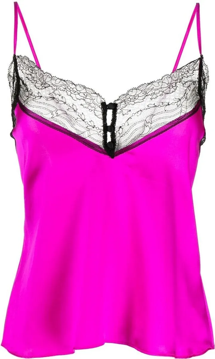 Lace-Trim Silk Cami Top
