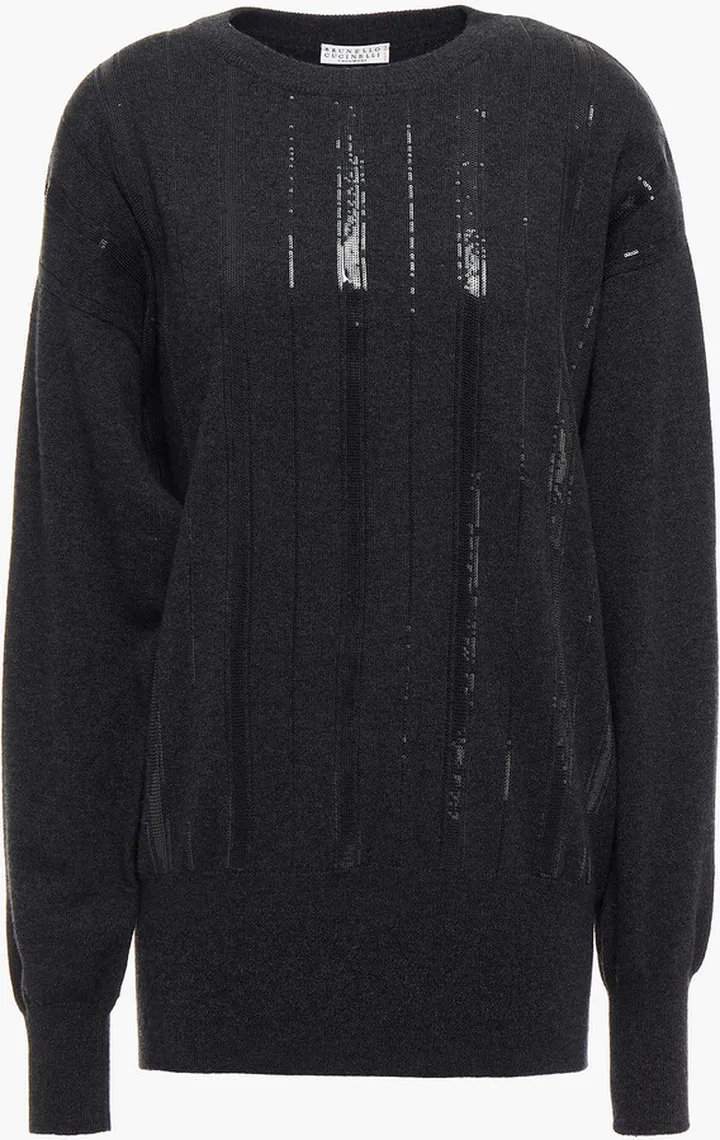 Sequin-embellished cashmere sweater