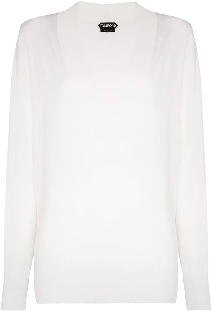 V-neck long-sleeved sweater