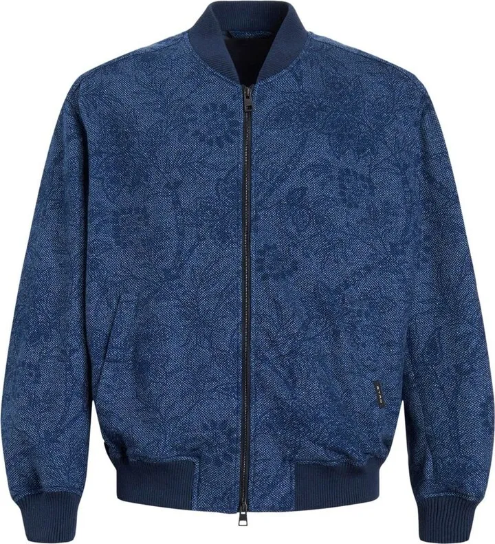 Patterned-Jacquard Bomber Jacket