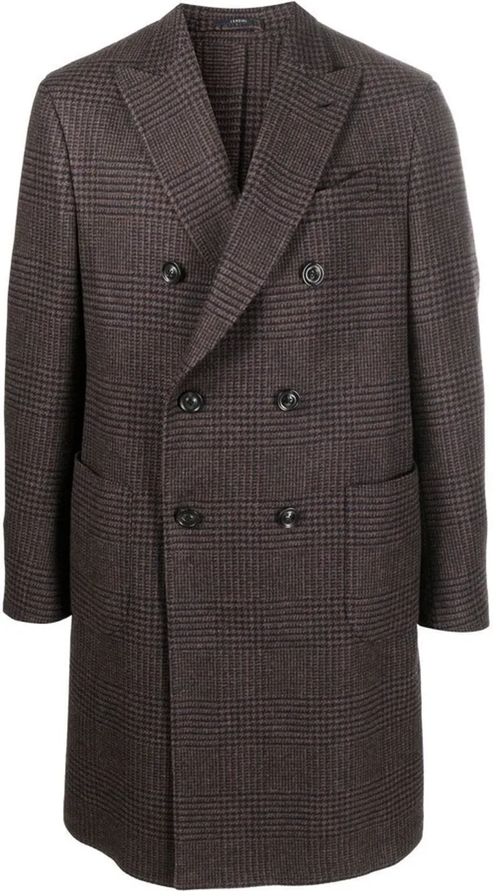 Tartan-Check Wool Coat