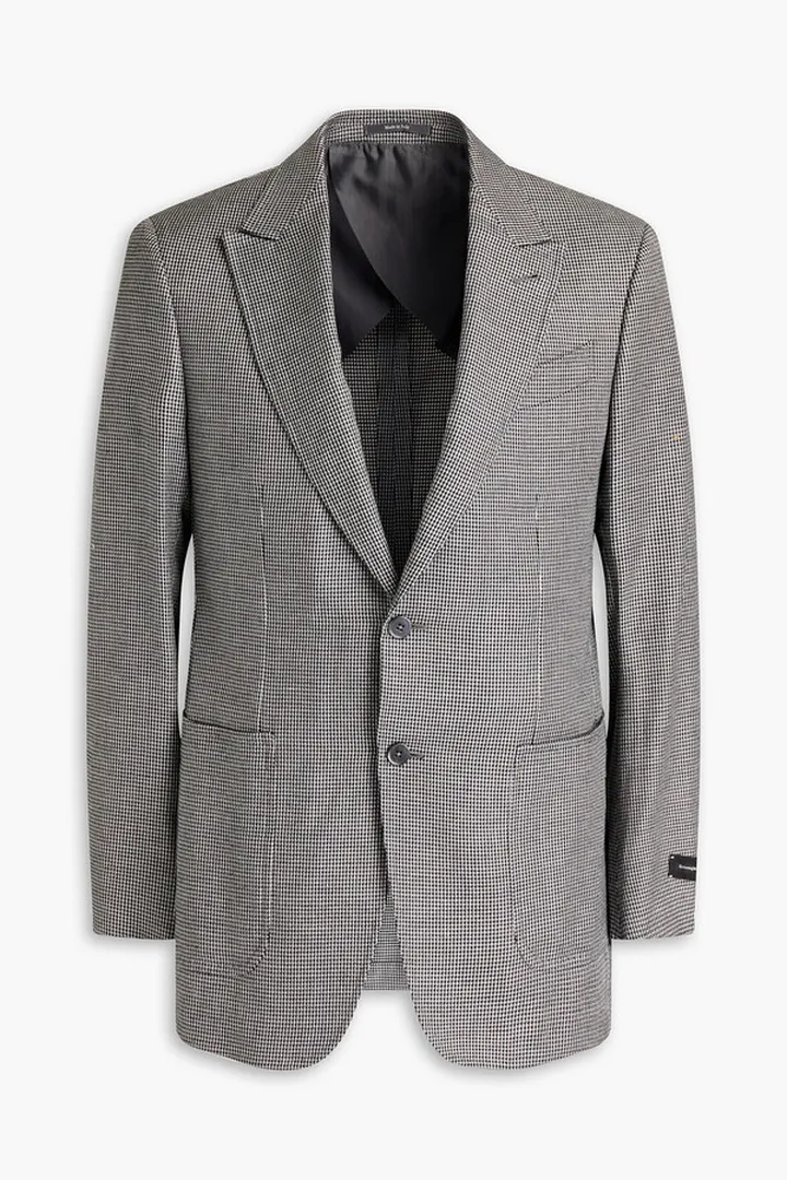 Houndstooth cotton-blend blazer