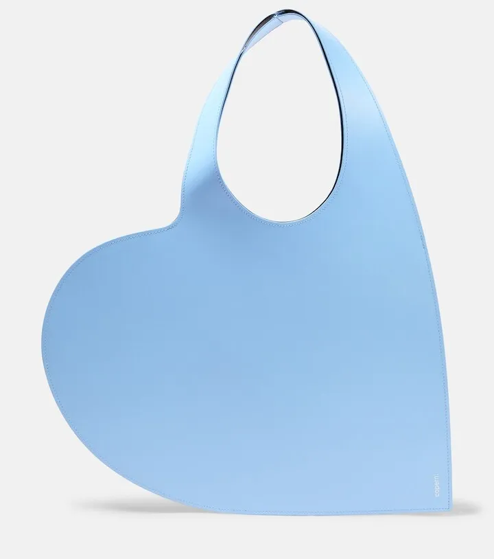 Heart leather tote bag
