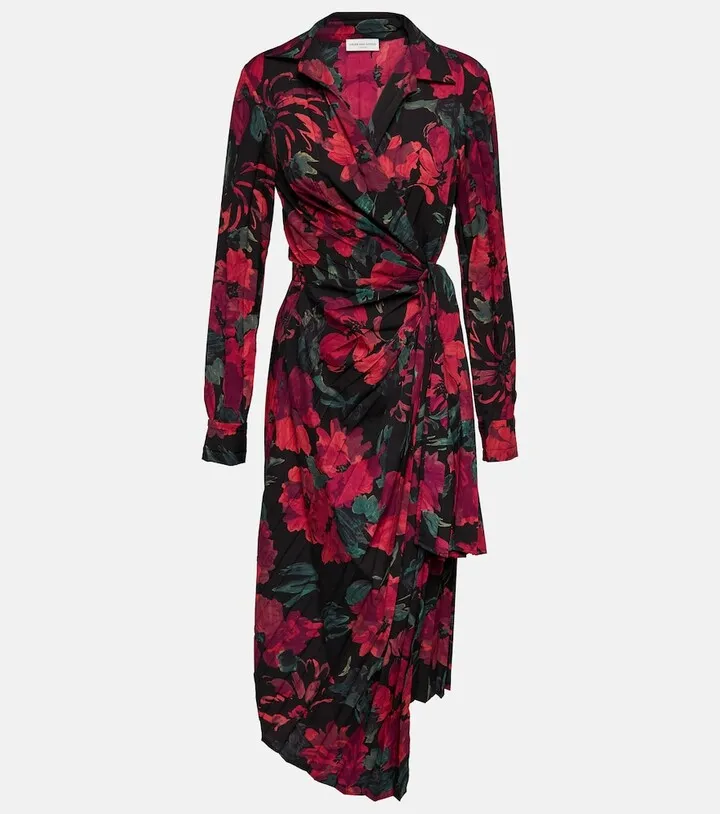 Floral wrap midi dress