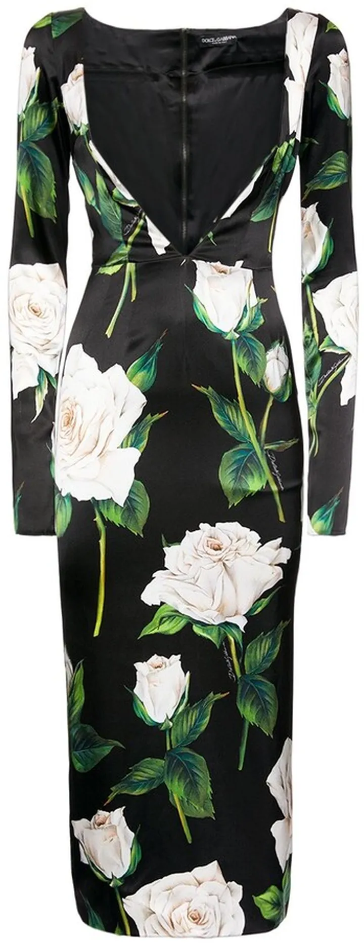Printed stretch silk satin midi dress