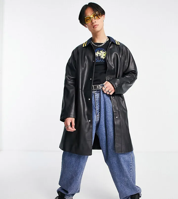 COLLUSION faux leather jacket in black