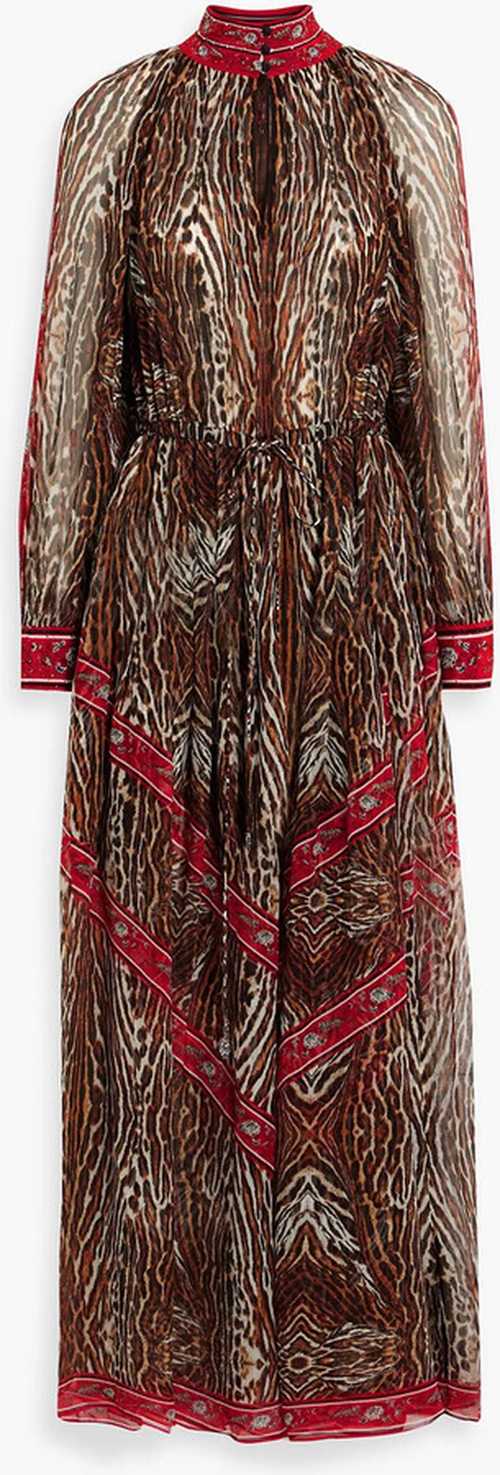 Embellished printed silk-chiffon maxi dress