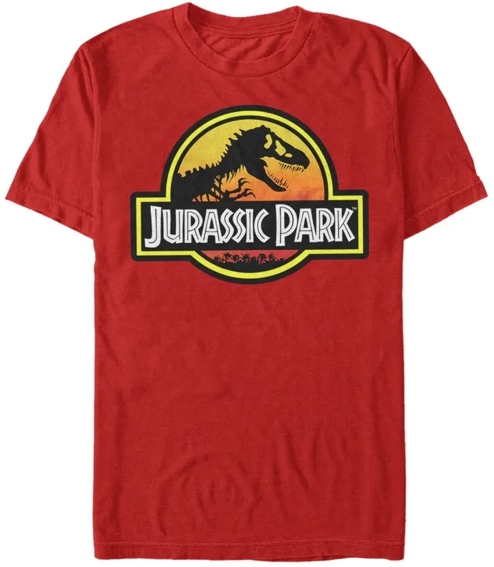 Jurassic Park Men's Classic Logo Outlined Short Sleeve T-Shirt