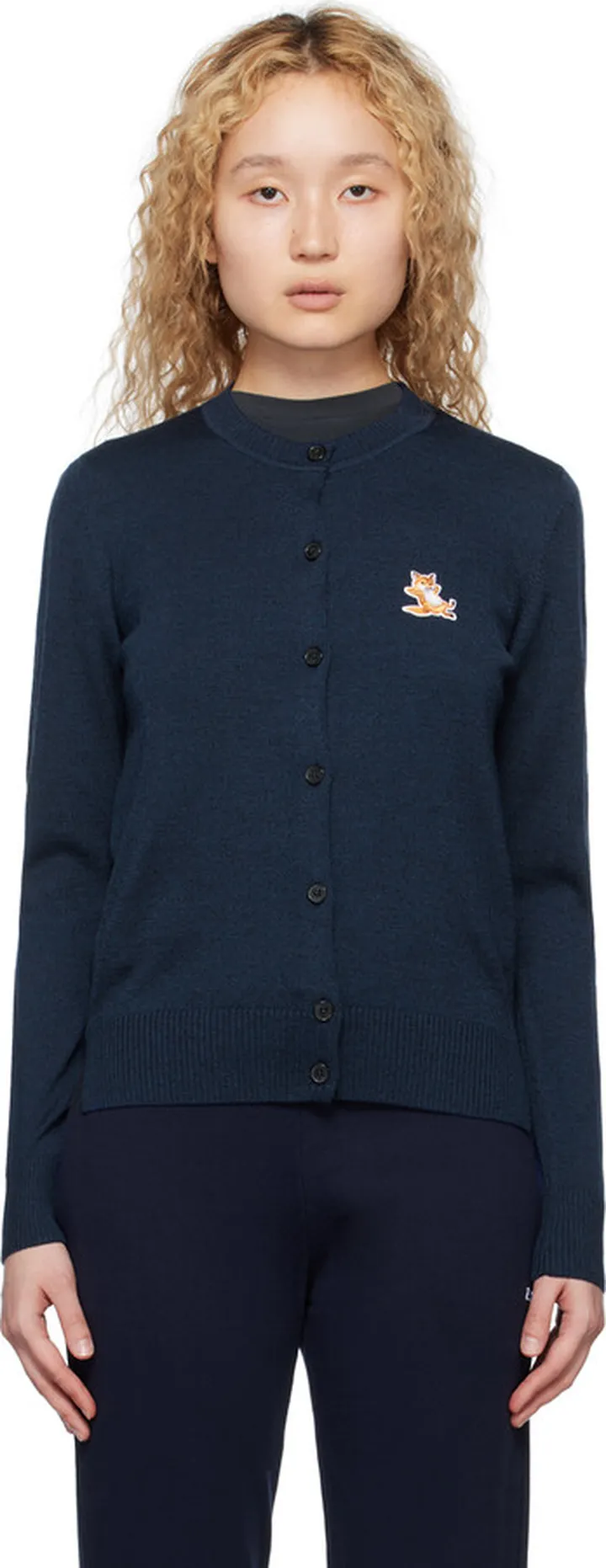 Maison Kitsuné Navy Chillax Fox Cardigan