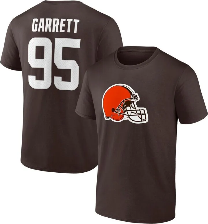 Men's Fanatics Branded Myles Garrett Brown Cleveland Browns Player Icon Name and Number T-shirt