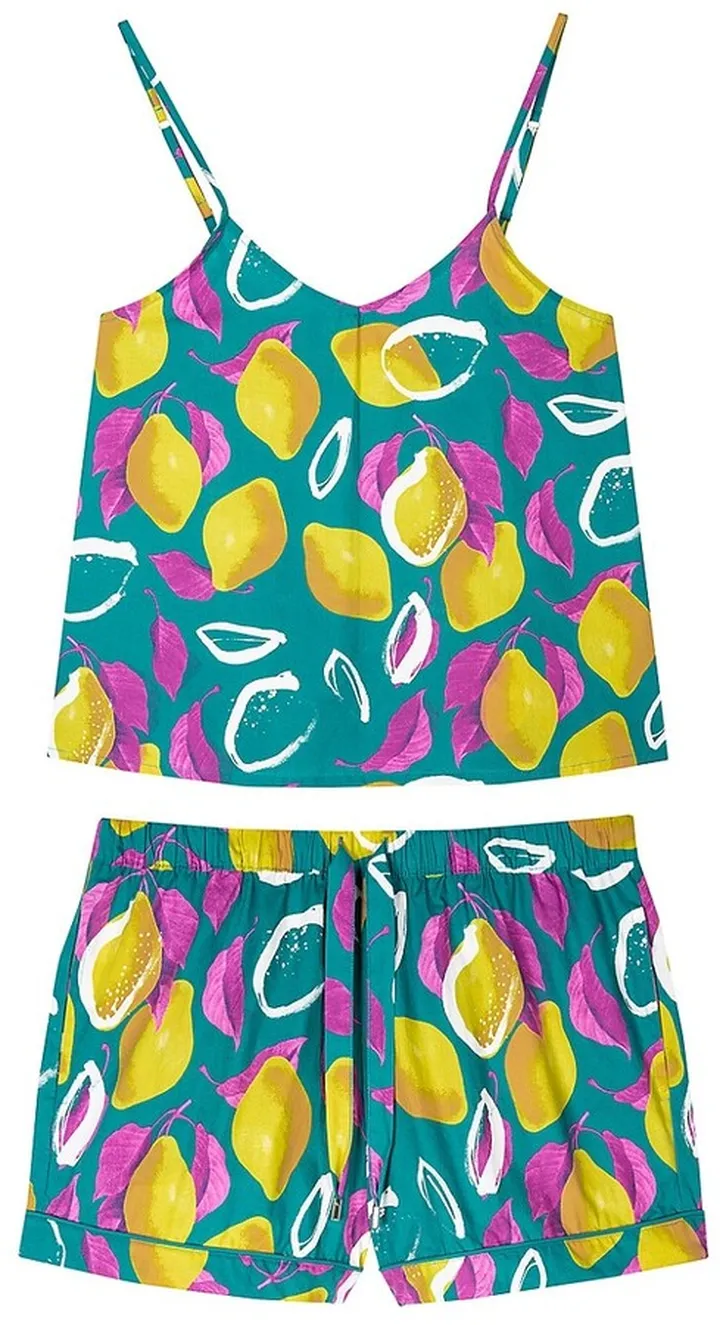 2-Piece Lemon Cotton Short Pajama Set