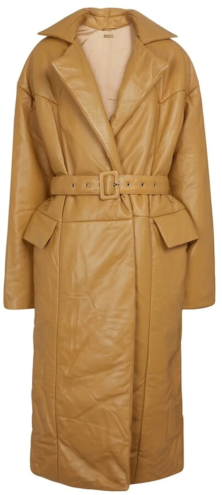 Padded leather coat