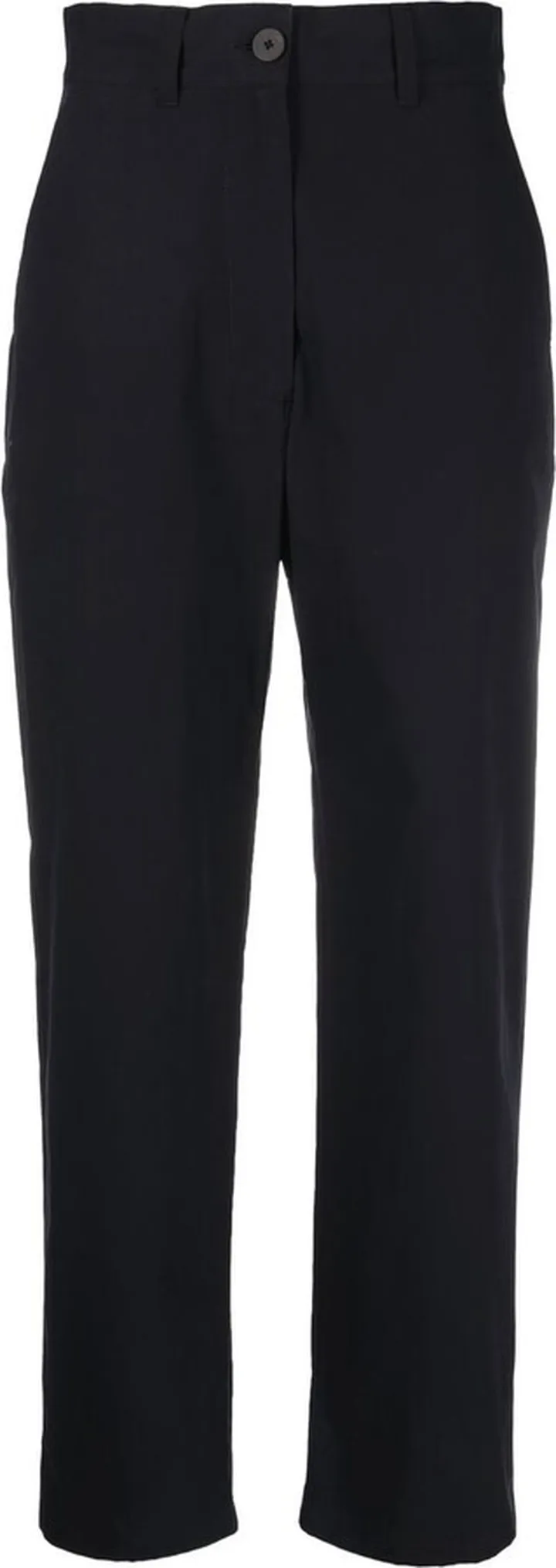 High-Waisted Cropped Cotton Trousers