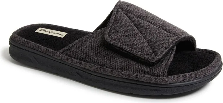Men's Chase Marled Knit Slide Memory Foam Slippers with Adjustable Strap