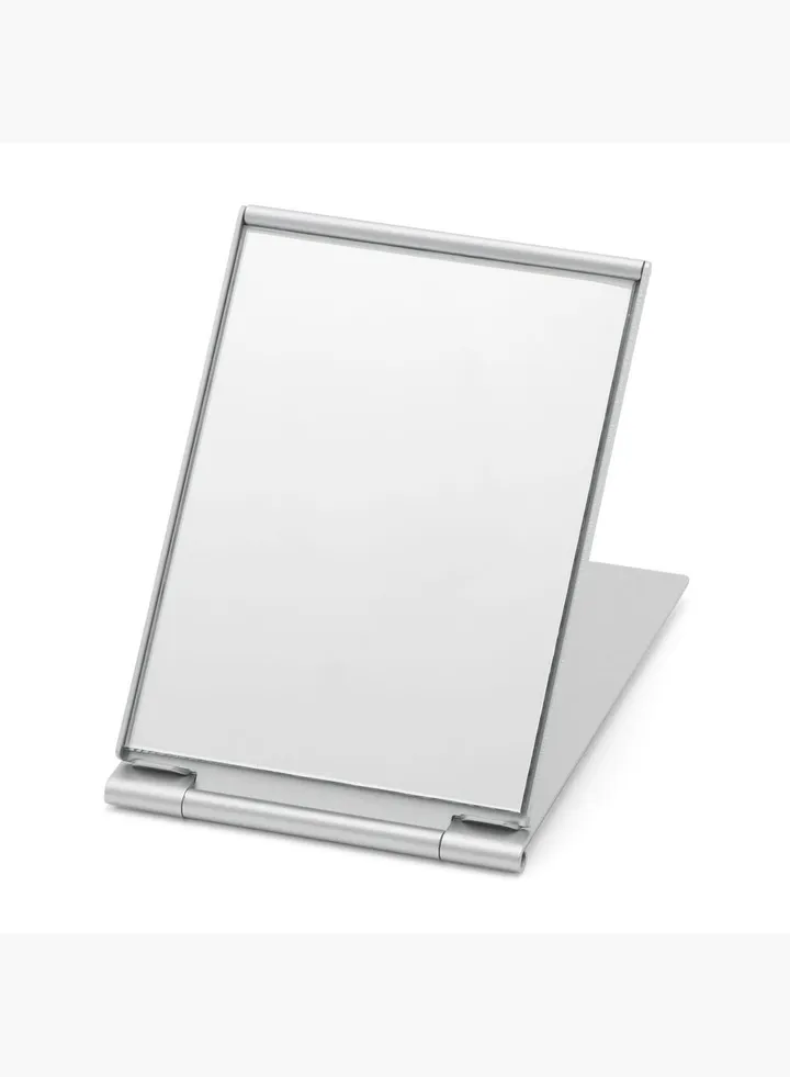 Aluminum Compact Mirror, W 9.3 x L 6.3 x T 0.44 cm, S, Silver