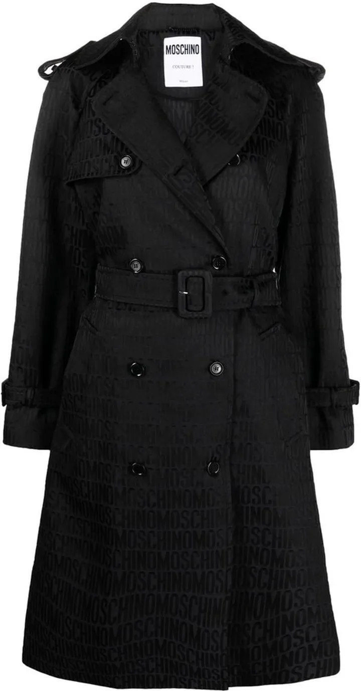 Logo-Print Belted Trench Coat