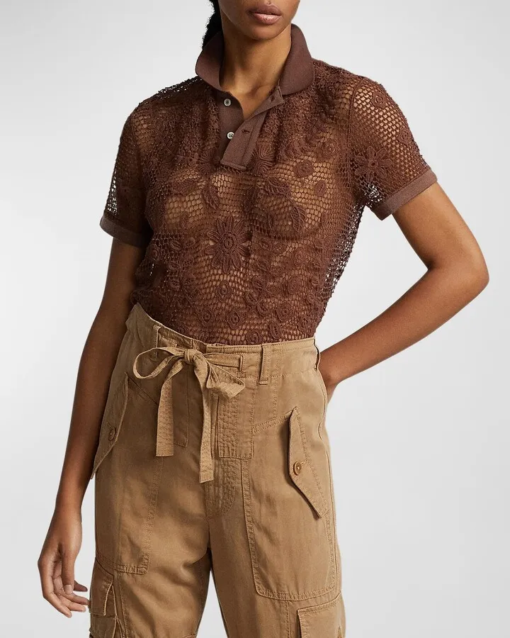 Floral Lace Polo Shirt