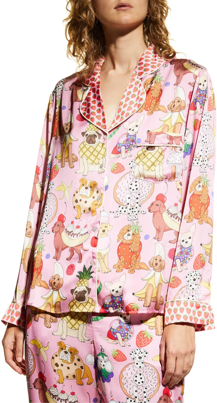 Printed Satin Pajama Set