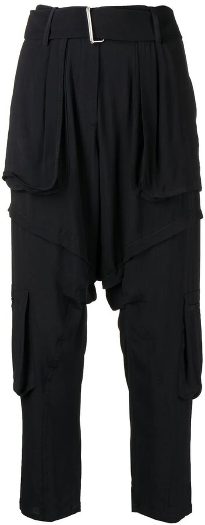 Layered-Effect Cropped Cargo Trousers