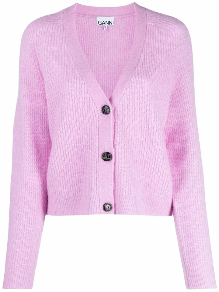 ribbed V-neck cardigan