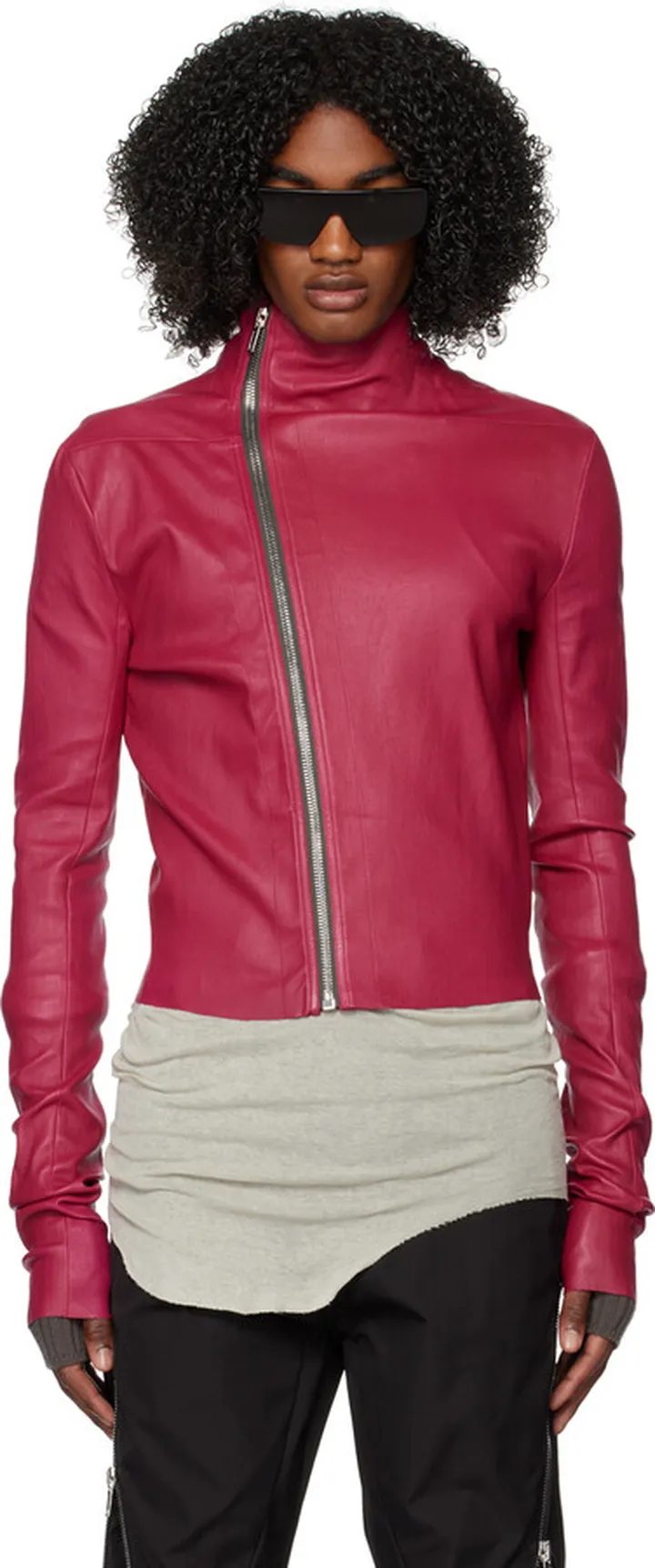 Rick Owens Burgundy Gary Leather Jacket