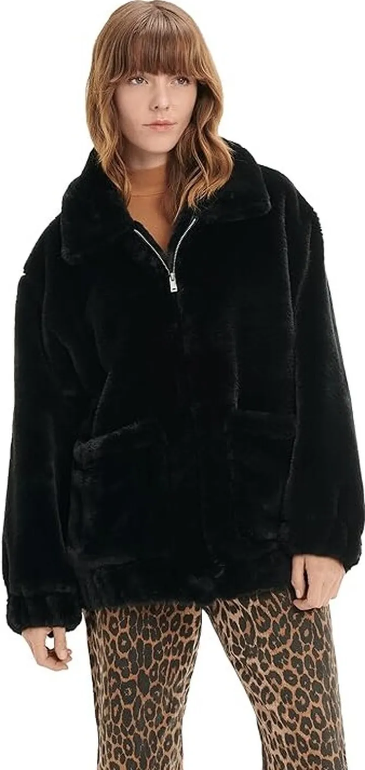 UGG Kianna Faux Fur Jacket (Black) Women's Coat