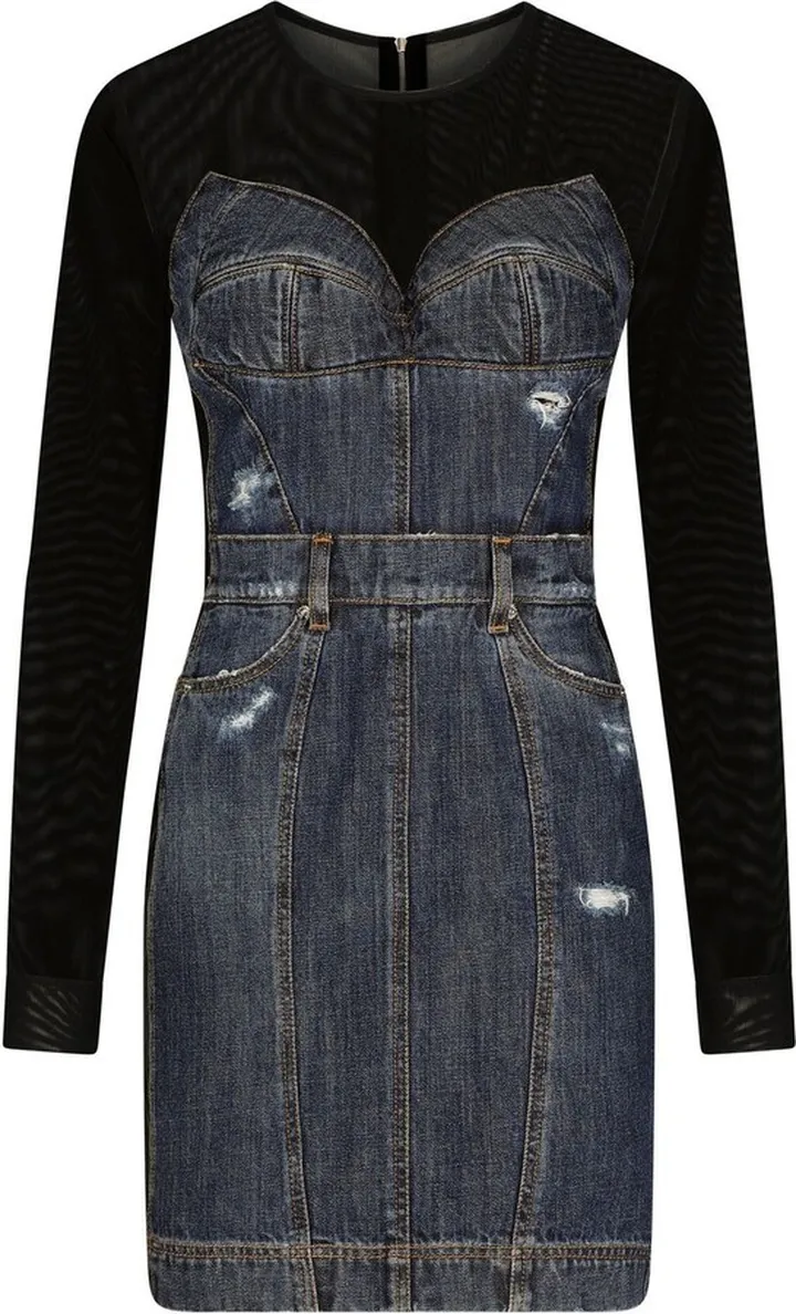 Long-Sleeve Denim Minidress