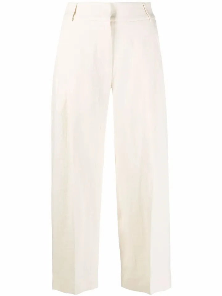 Pleat-Detail Cropped Trousers