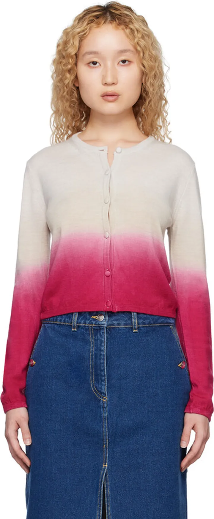 Saks Potts Beige & Pink Jodie Cardigan