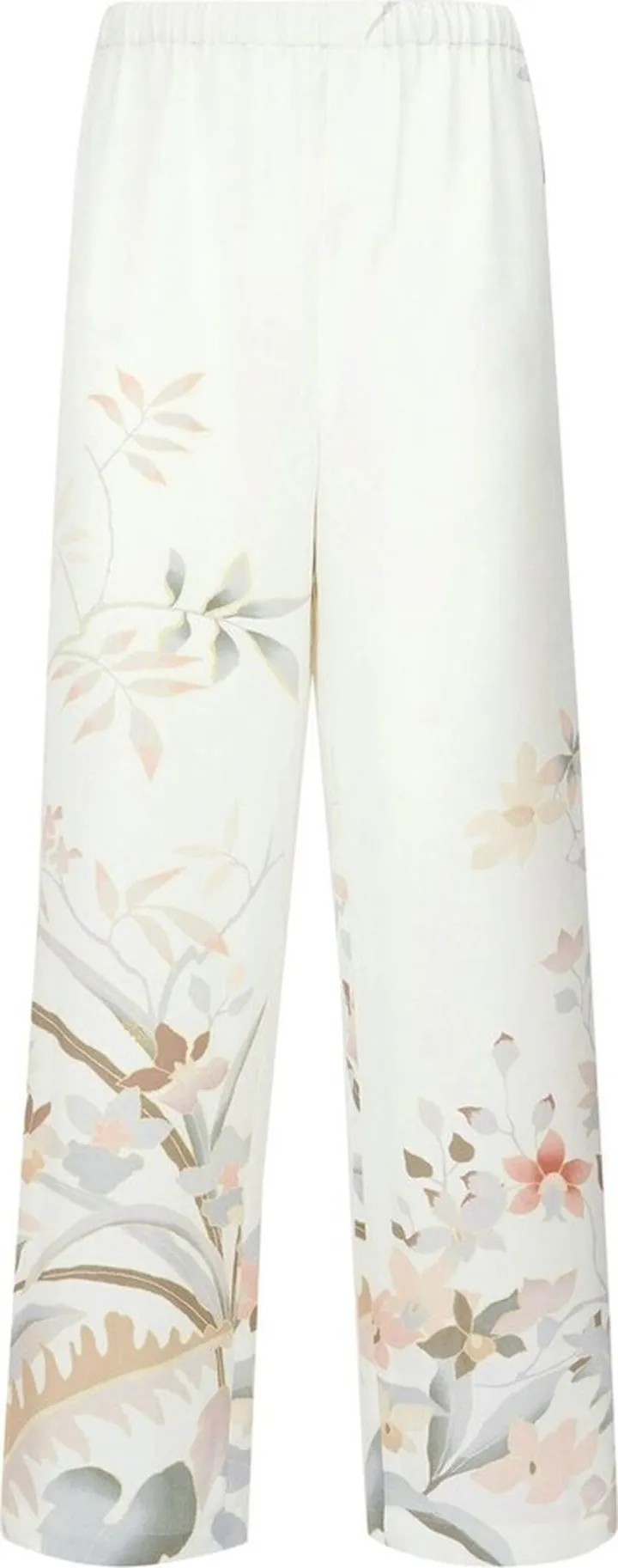 Silk Floral-Print Wide-Leg Trousers