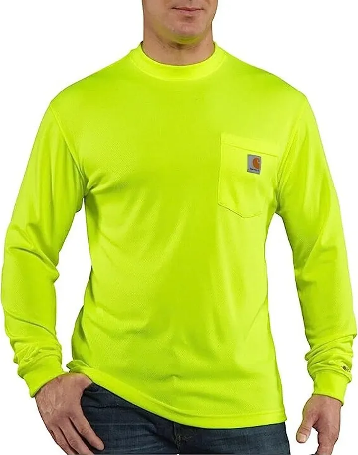 Carhartt Force Color Enhanced Long Sleeve T-Shirt (Brite Lime) Men's Clothing