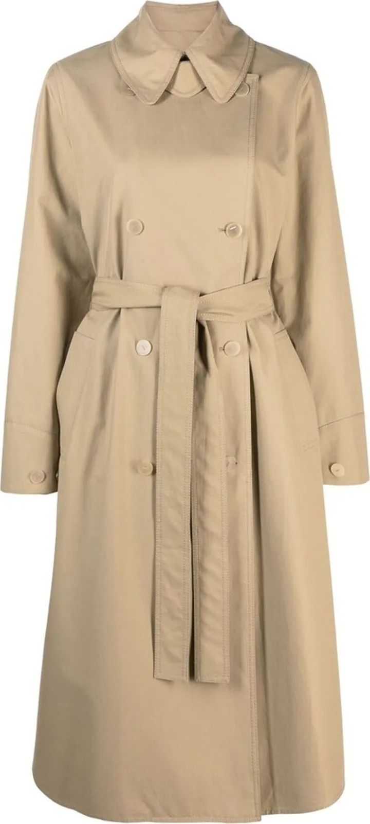 Neutral Double-Breasted Trench Coat