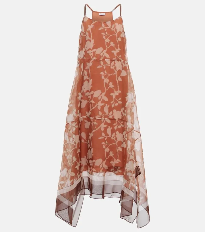 Floral silk midi dress