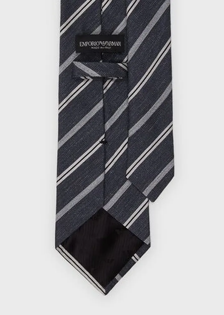 Striped jacquard pure silk tie