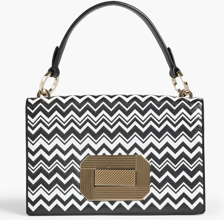 Printed leather tote