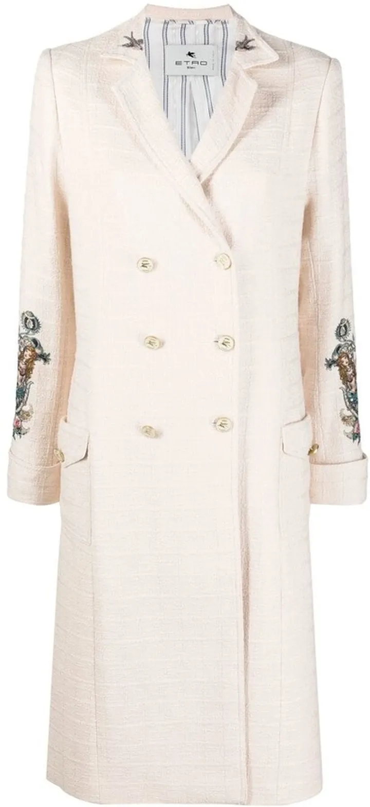 Rear Graphic-Print Double-Breasted Coat