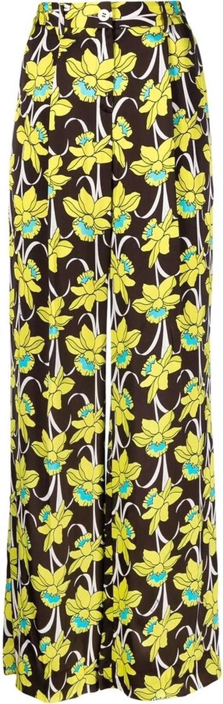 Floral-Print High-Waisted Trousers
