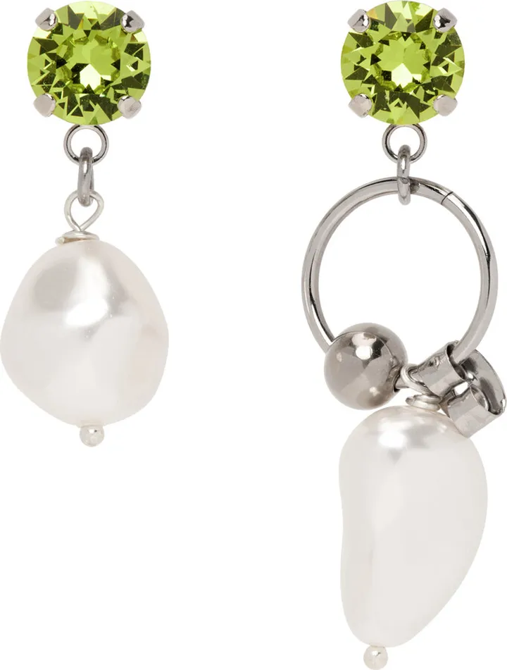 Justine Clenquet Silver & Green Stan Earrings