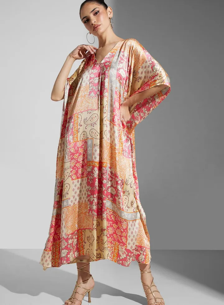 Cape Sleeve V-Neck Kaftan