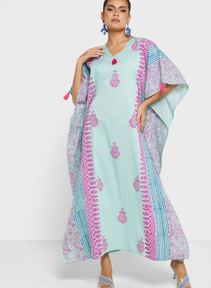 Cape Sleeve Printed Kaftan