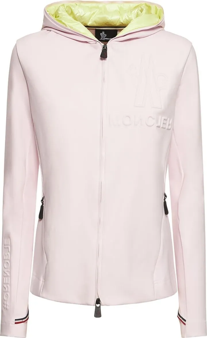 Zip-up tech nylon & jersey jacket