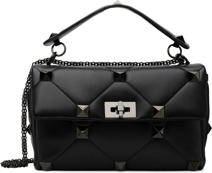 Valentino Garavani Black Maxi Roman Stud Bag