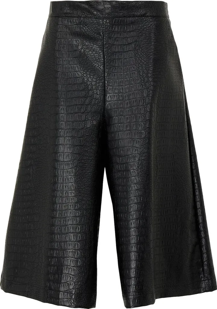 Wide-leg Bermudas Cropped Pants Black