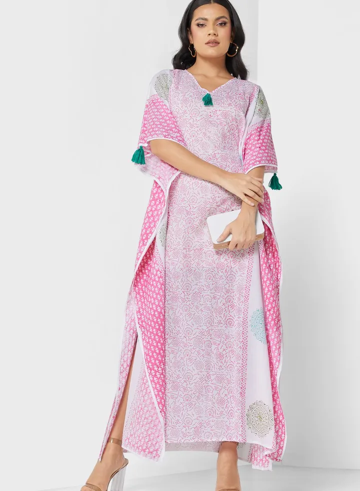 Flared Sleeve Printed Kaftan