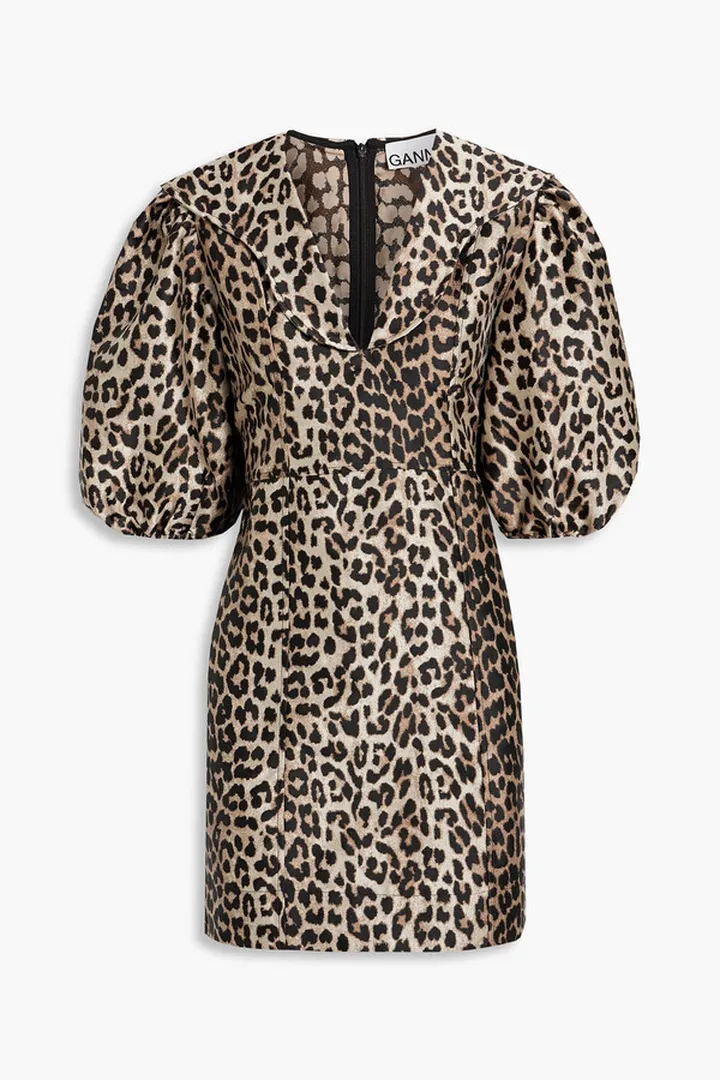 Leopard-jacquard mini dress