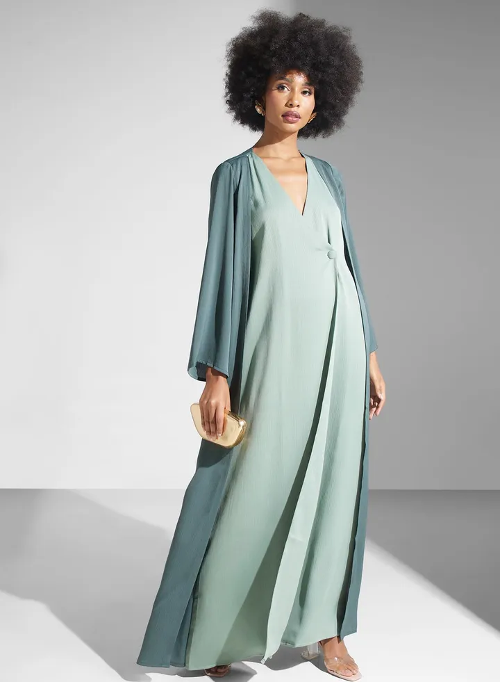 Contrast Detail Knitted Kaftan