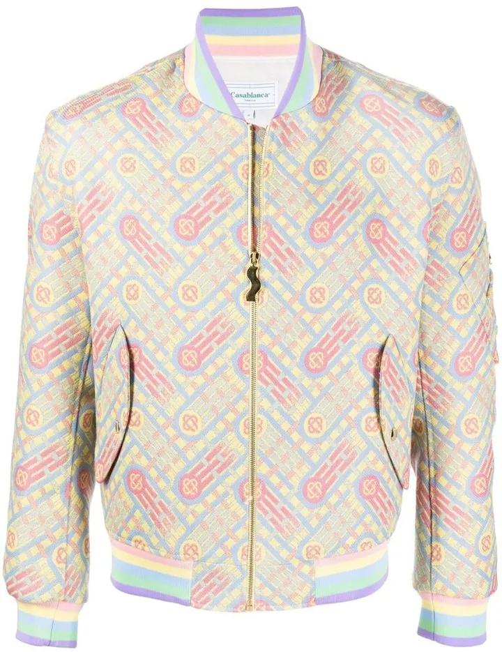 Logo-Jacquard Bomber Jacket
