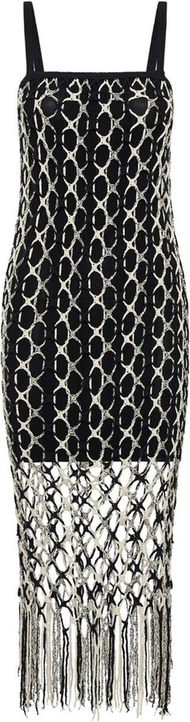 Crochet-Net Layered Midi Dress