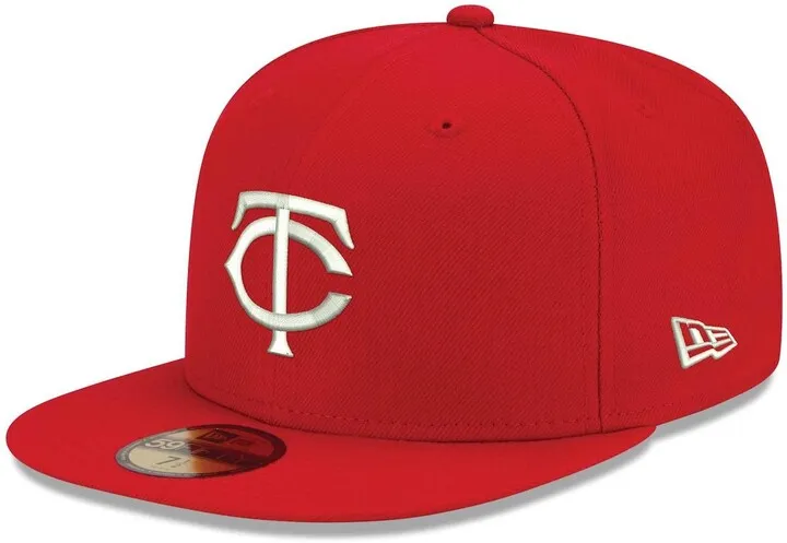 Men's New Era Red Minnesota Twins Logo White 59FIFTY Fitted Hat